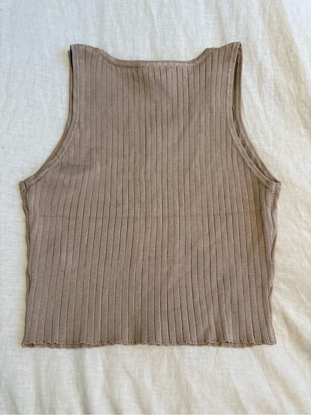 Daisy Ribbed Tank Top in Taupe - Picture 2 of 3